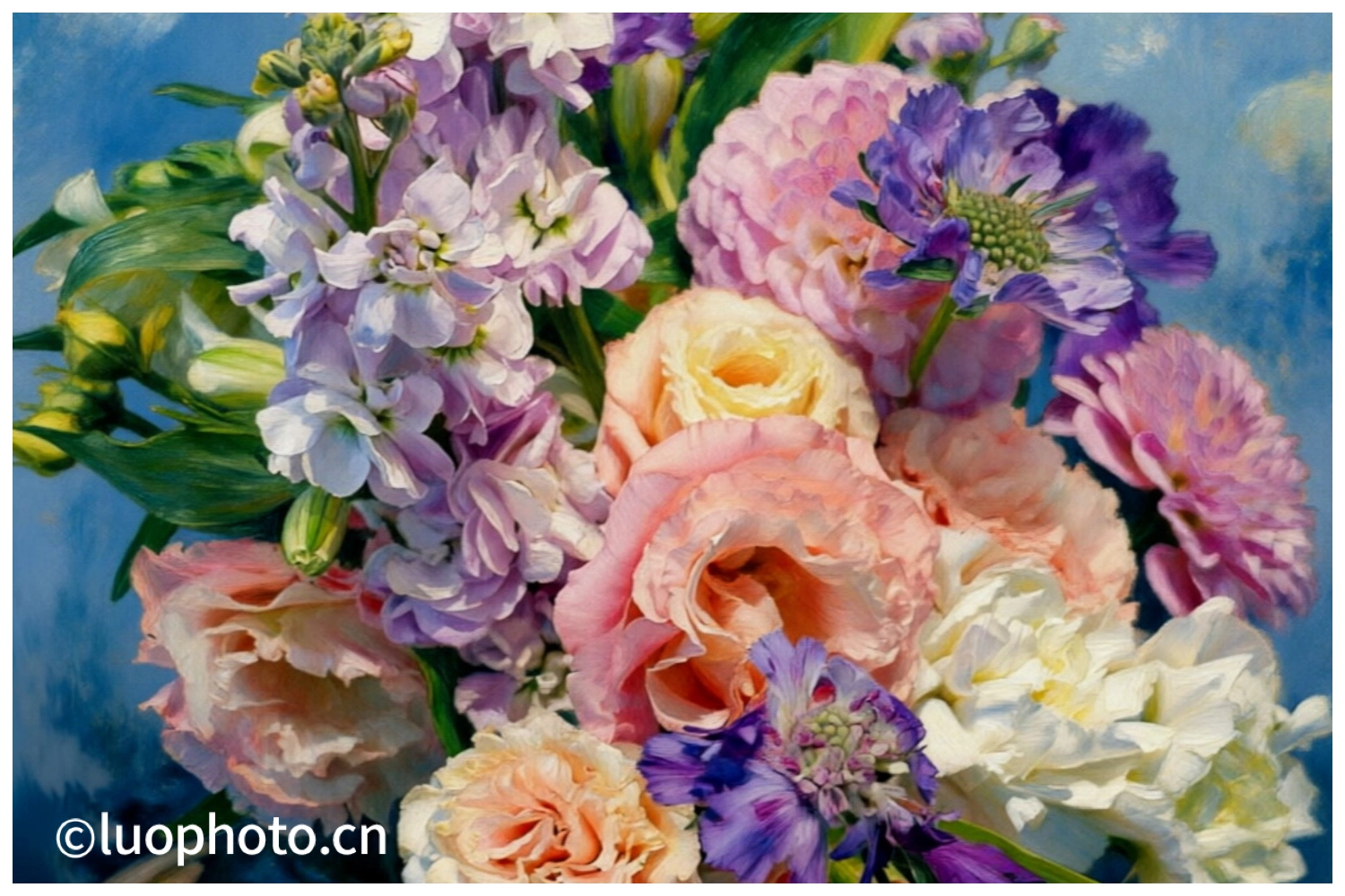 华天龙湖杉峯与Maybe Flora联名活动封面，主题为“旖旎峯境 艺帆生花”，背景为柔焦多彩花卉